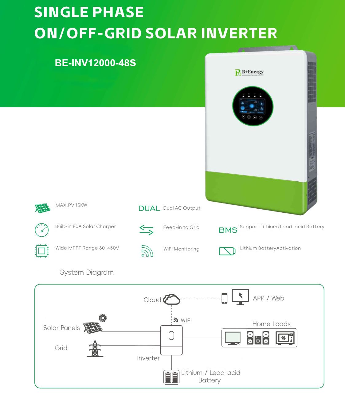 Solar Hybrid Inverter‌ 12000W Factory China Manufacturer Europe Wholesaler Importer Buyer Solar Solution