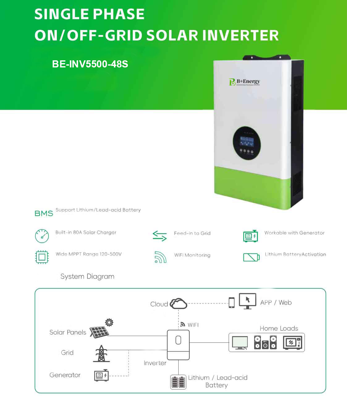 Solar Hybrid Inverter‌ 5500W China Factory