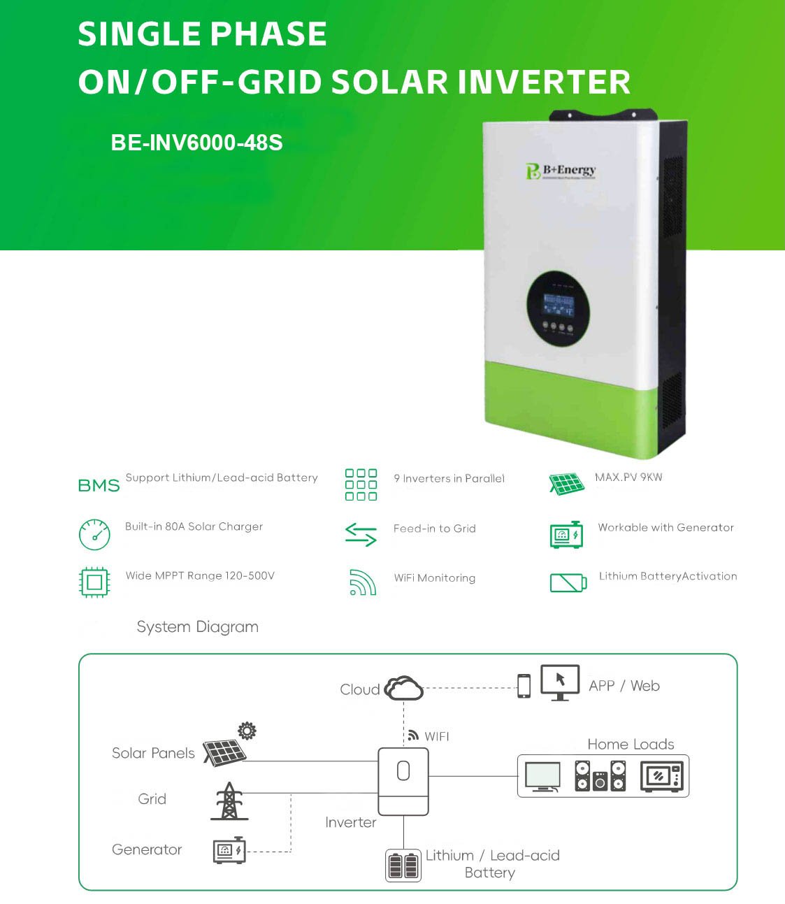 Solar Hybrid Inverter‌ 6000W 48V Inverter Factory China