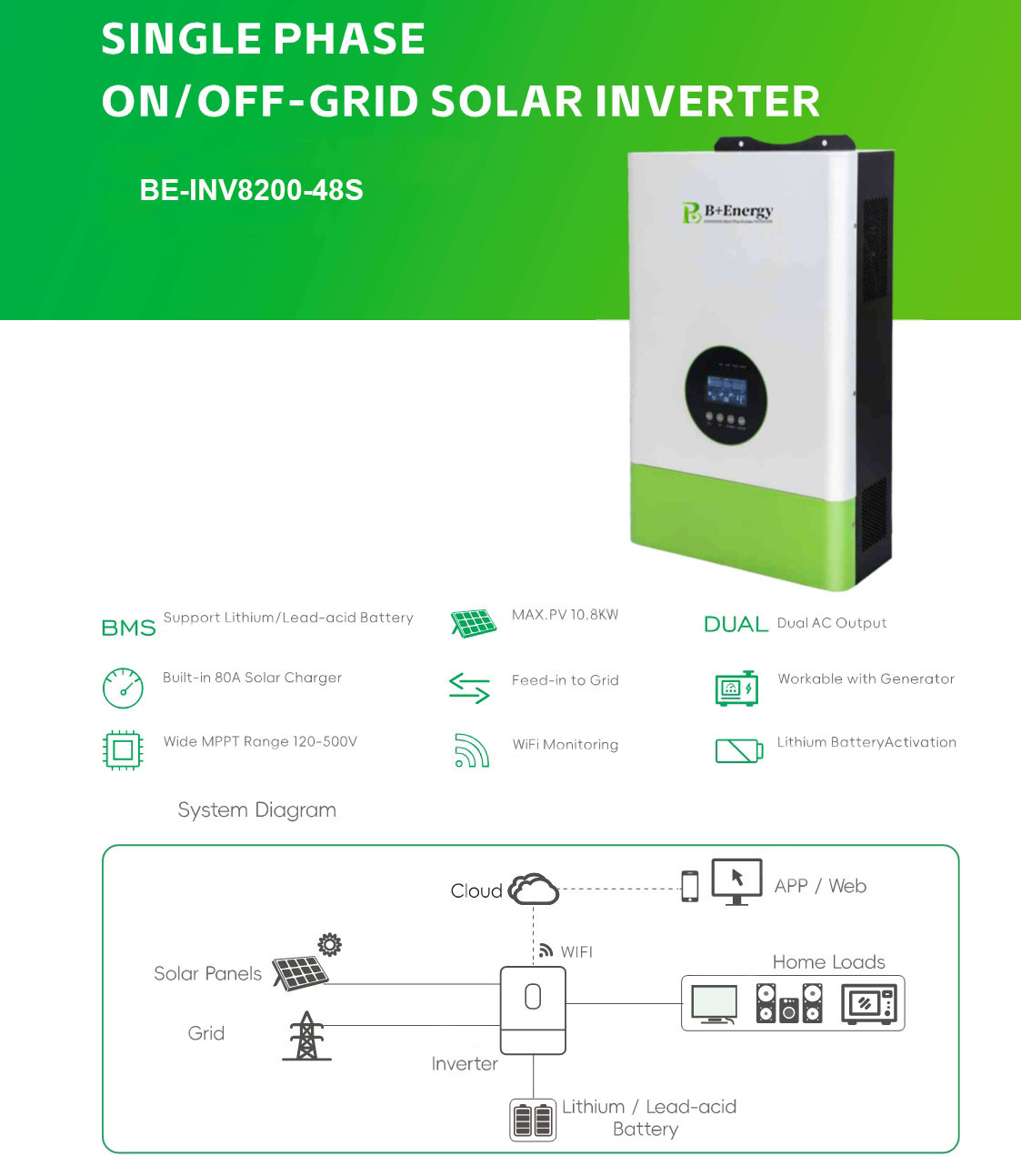 Solar Hybrid Inverter‌ 8200W Factory Solar Manufacturer China Wholesaler Europe
