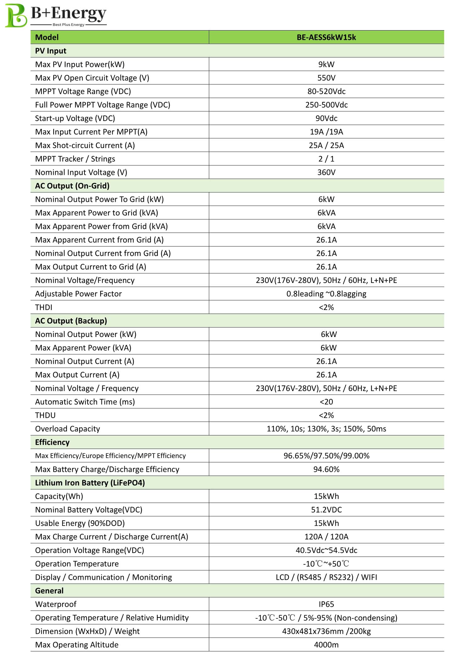 All in One ESS Inverter 6000W 15kWh Factory