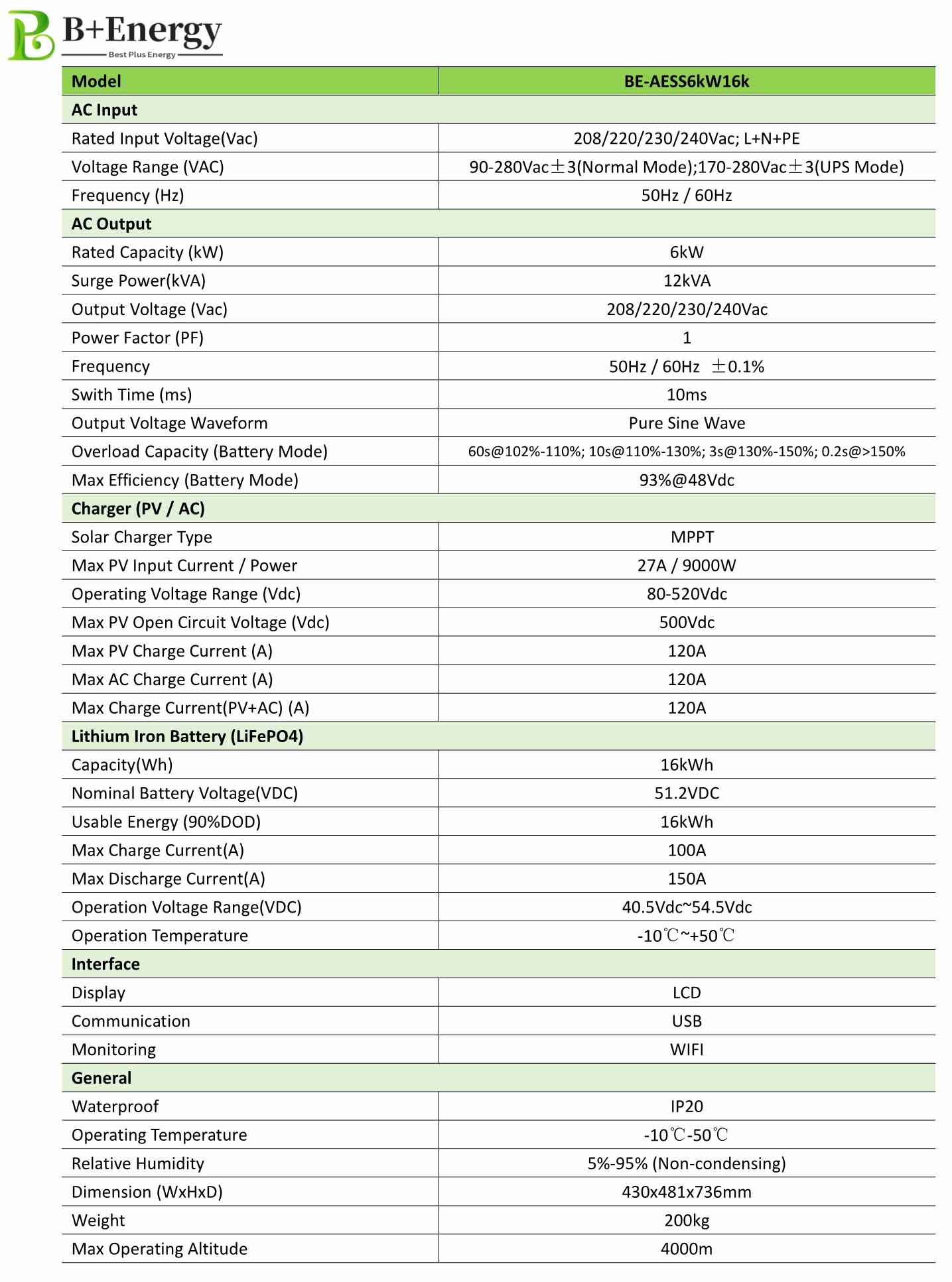 All in One ESS Inverter 6000W 16kWh Europe Factory Export Home Energy Storage System Manufacturer