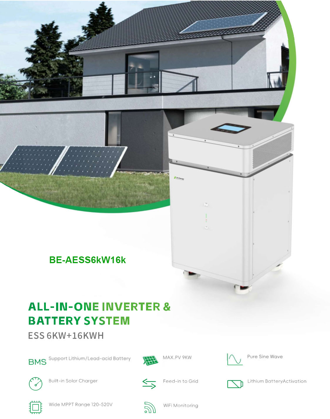 All in One ESS Inverter 6000W 16kWh Europe Factory Export Home Energy Storage System
