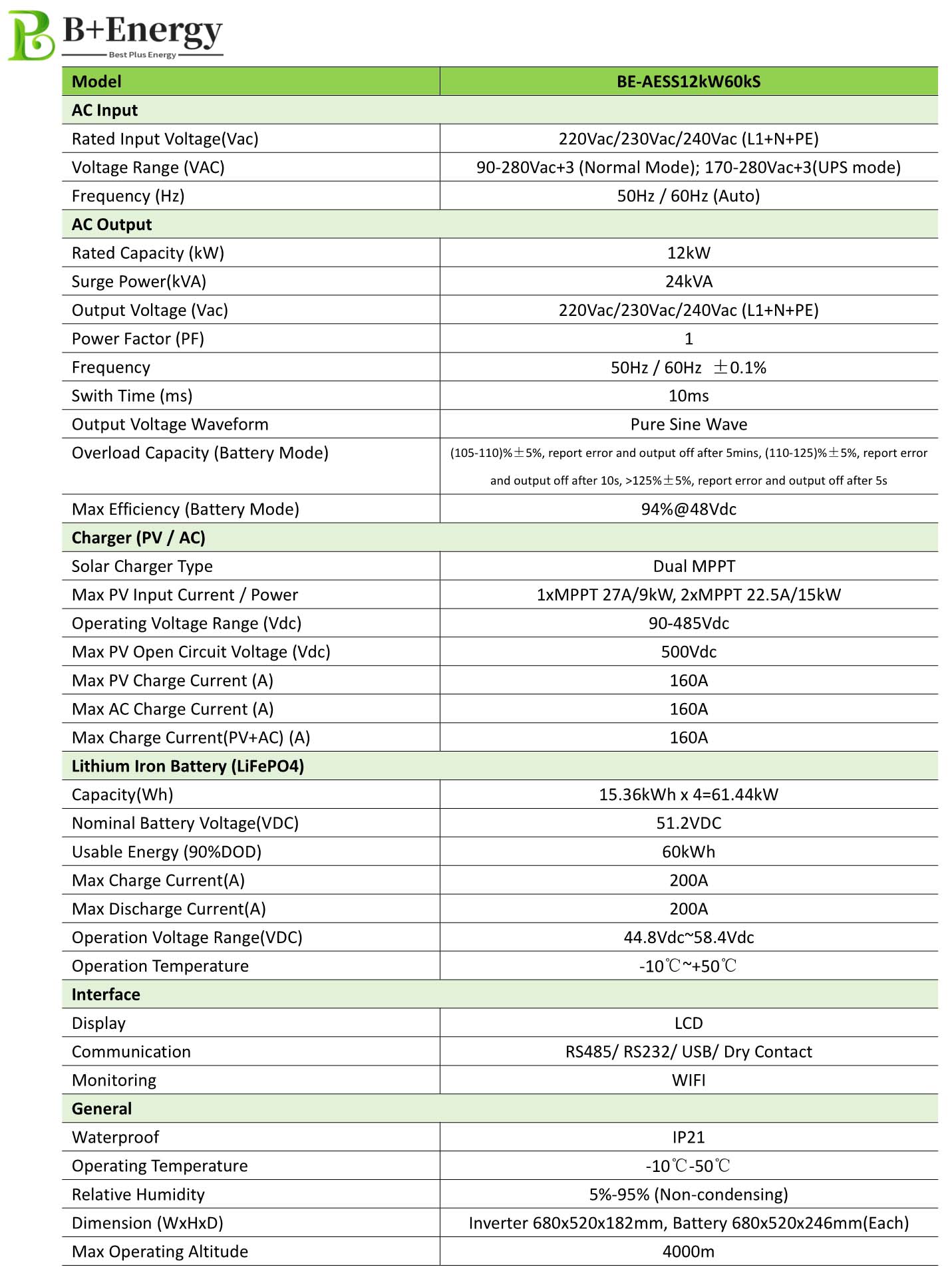Stackable ESS Inverter 12kW 60kWh Manufacturer Solar Inverter Factory ESS Factory Wholesale ESS Inverter