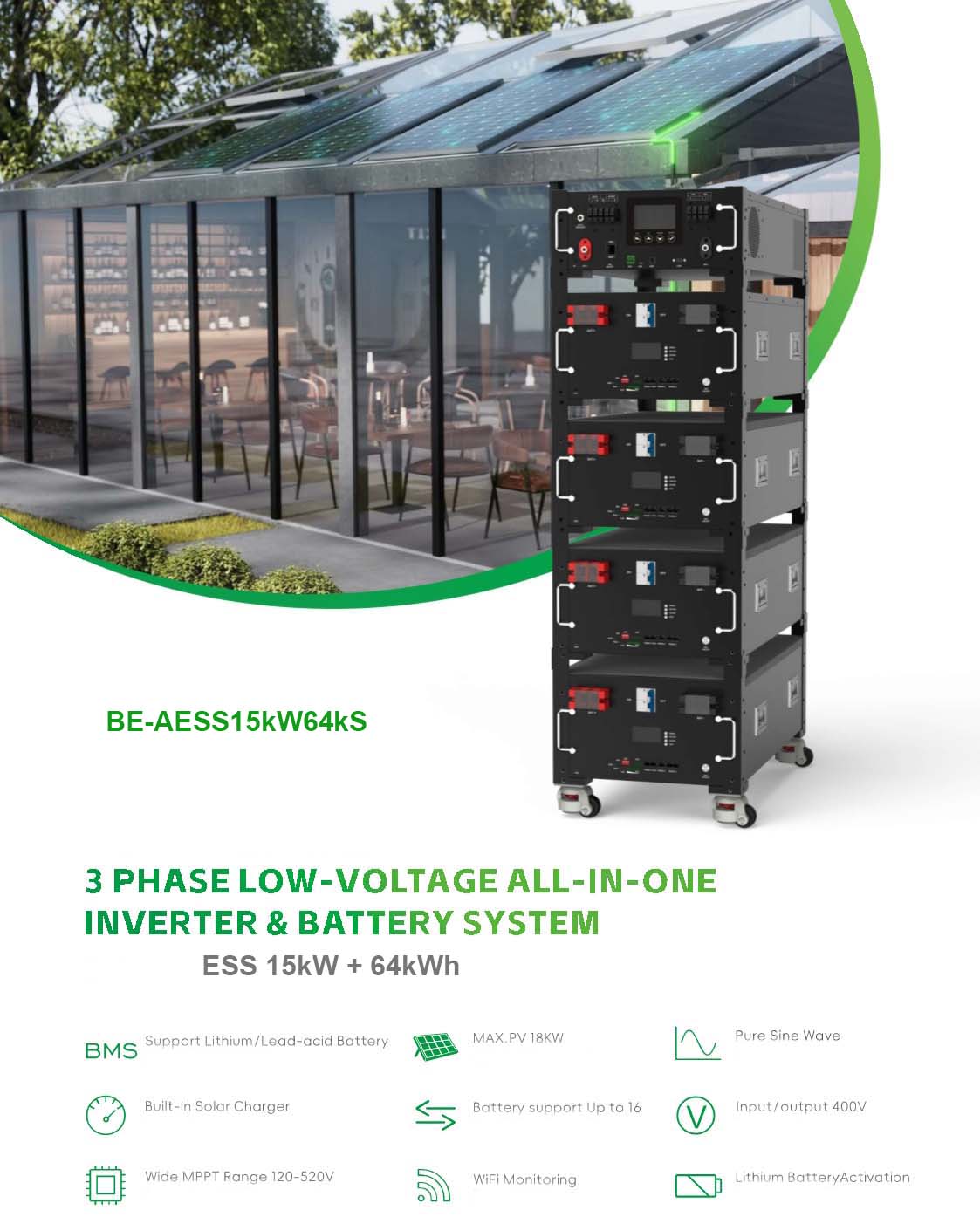 3 Phase AC ESS Inverter 15kWh 64kWh Manufacturer Energy Storage System Factory